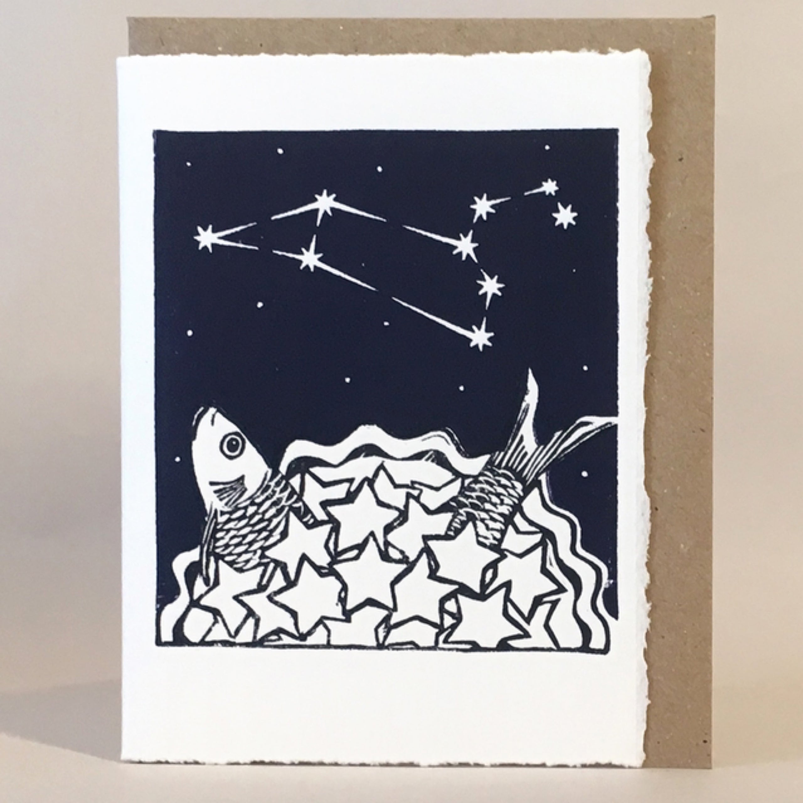 Stargazey Skies Leo Zodiac Birthday Card July 23 August 22 Elly Rowbotham Printmaker